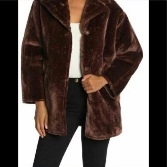 NWT Tahari Faux Fur Notch Lapel Coat - Beaver large - Picture 2 of 10